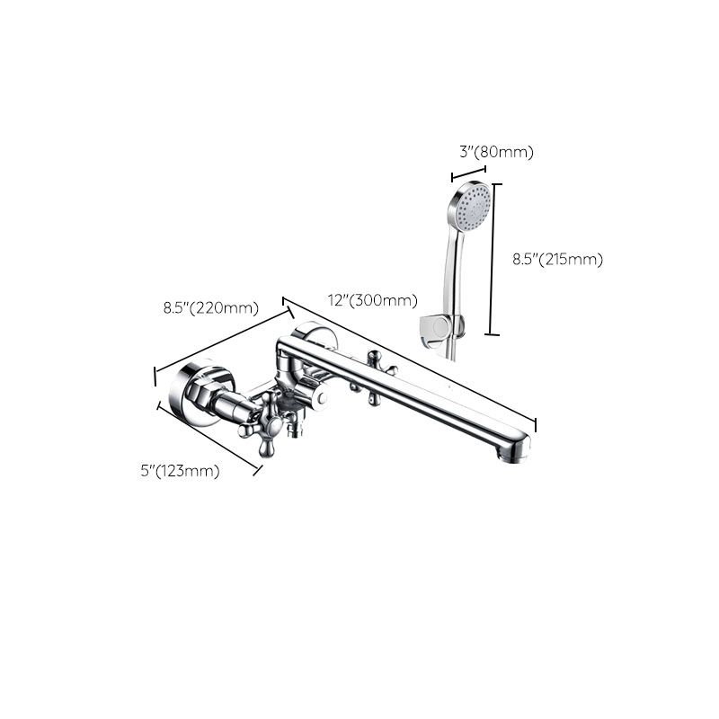 Modern Bath Filler Trim Copper with Handheld Shower Swivel Wall Mount Tub Spout Trim Clearhalo 'Bathroom Remodel & Bathroom Fixtures' 'Bathtub Faucets' 'bathtub_faucets' 'Home Improvement' 'home_improvement' 'home_improvement_bathtub_faucets' 1200x1200_640a188b-c531-4856-9174-87ae6fb844df