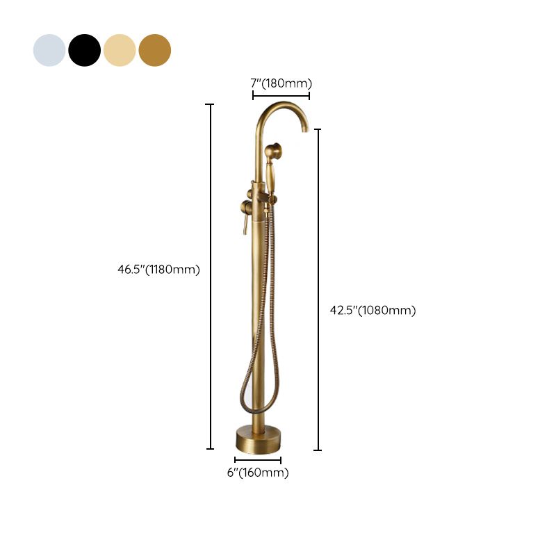 Floor Mount Tub Faucet Single Handle Metal Freestanding Faucet - 46.5" H Clearhalo 'Bathroom Remodel & Bathroom Fixtures' 'Bathtub Faucets' 'bathtub_faucets' 'Home Improvement' 'home_improvement' 'home_improvement_bathtub_faucets' 1200x1200_644bca37-3c62-43e2-98e3-a545b4130e3e