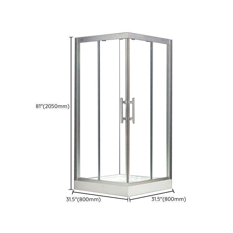 Corner Tempered Glass Shower Kit Silver Semi-Frameless Shower Kit Clearhalo 'Bathroom Remodel & Bathroom Fixtures' 'Home Improvement' 'home_improvement' 'home_improvement_shower_stalls_enclosures' 'Shower Stalls & Enclosures' 'shower_stalls_enclosures' 'Showers & Bathtubs' 1200x1200_647c4d01-3c8e-414c-8dd7-a1c457088d9d