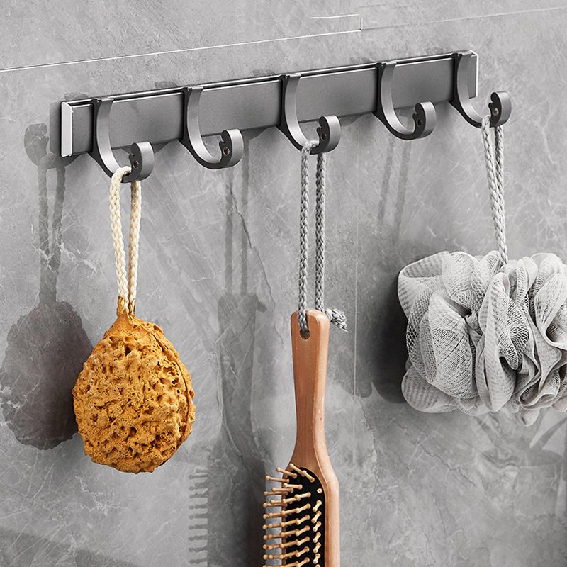 Gray 6/7-Piece Modern Bathroom Accessory Set Bath Shelf/Robe Hooks/Towel Bar Included Clearhalo 'Bathroom Hardware Sets' 'Bathroom Hardware' 'Bathroom Remodel & Bathroom Fixtures' 'bathroom_hardware_sets' 'Home Improvement' 'home_improvement' 'home_improvement_bathroom_hardware_sets' 1200x1200_64d0e231-c00b-4a99-a654-36d111182ae4