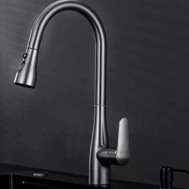 Modern 1-Handle Kitchen Faucet Stainless Steel Standard Kitchen Faucet Clearhalo 'Home Improvement' 'home_improvement' 'home_improvement_kitchen_faucets' 'Kitchen Faucets' 'Kitchen Remodel & Kitchen Fixtures' 'Kitchen Sinks & Faucet Components' 'kitchen_faucets' 1200x1200_64fb75b3-14cd-48eb-97ee-bc65a54945eb