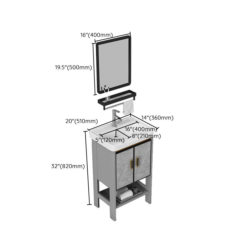 Free Standing Modern Vanity Set Drawer Faucet Ceramic Sink Vanity with Mirror Clearhalo 'Bathroom Remodel & Bathroom Fixtures' 'Bathroom Vanities' 'bathroom_vanities' 'Home Improvement' 'home_improvement' 'home_improvement_bathroom_vanities' 1200x1200_64fb97a0-cb28-4c10-a253-055580a44153