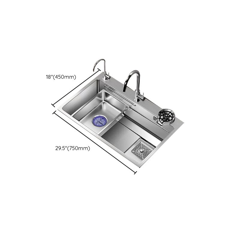 Modern Kitchen Sink Stainless Rectangular Pull-out Faucet Kitchen Sink Clearhalo 'Home Improvement' 'home_improvement' 'home_improvement_kitchen_sinks' 'Kitchen Remodel & Kitchen Fixtures' 'Kitchen Sinks & Faucet Components' 'Kitchen Sinks' 'kitchen_sinks' 1200x1200_650ad218-2165-40dd-af4e-3fc99178bc5e