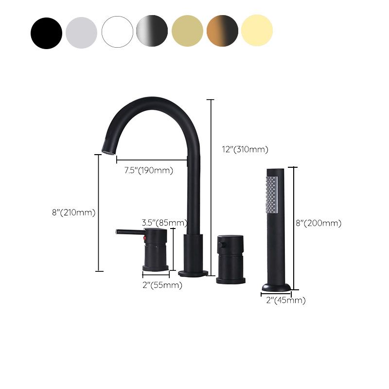 Modern Style Roman Tub Faucet Deck-Mount Copper Roman Tub Faucet Clearhalo 'Bathroom Remodel & Bathroom Fixtures' 'Bathtub Faucets' 'bathtub_faucets' 'Home Improvement' 'home_improvement' 'home_improvement_bathtub_faucets' 1200x1200_65182b07-8b2b-4adc-87e0-7049c9c03081