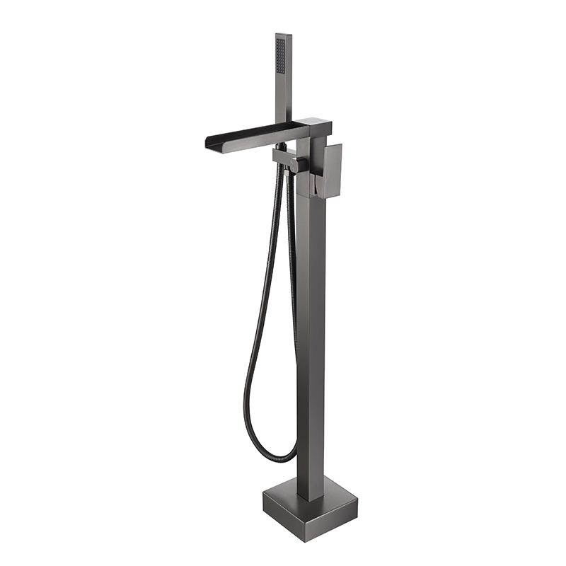 Modern Style Freestanding Tub Filler Floor Mount Freestanding Tub Filler with Hand Shower Clearhalo 'Bathroom Remodel & Bathroom Fixtures' 'Bathtub Faucets' 'bathtub_faucets' 'Home Improvement' 'home_improvement' 'home_improvement_bathtub_faucets' 1200x1200_653f8141-9336-43b4-aff9-e29e8f92d3a9