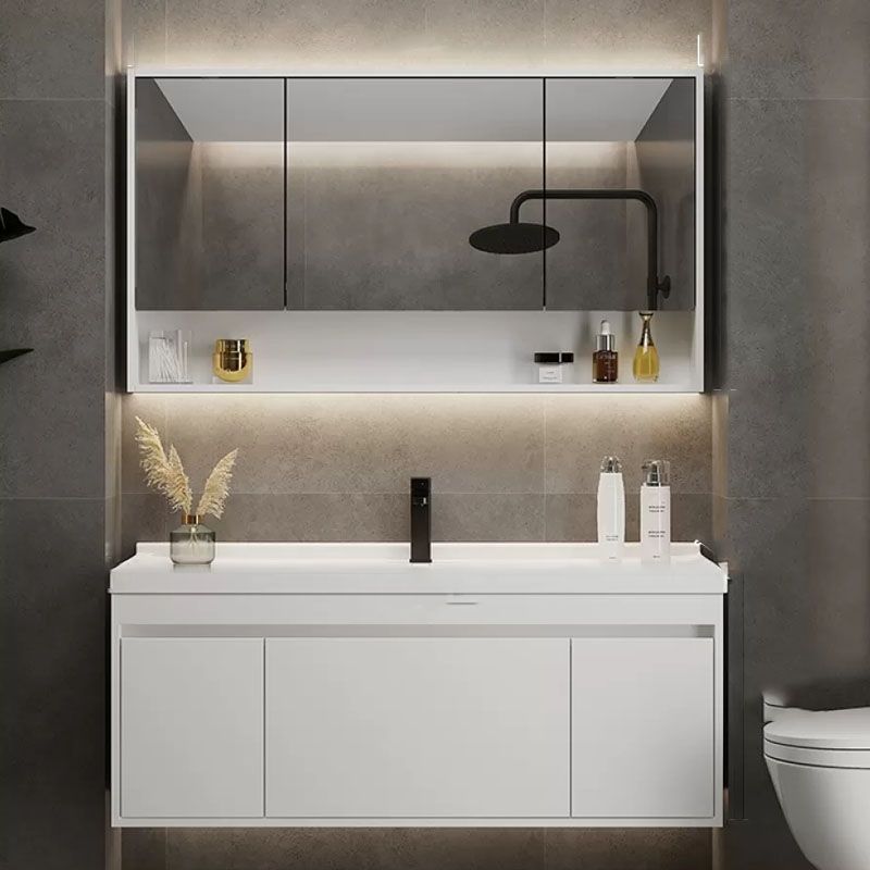 White Modern Wall Mounted Standard Open Console with Sink Set Clearhalo 'Bathroom Remodel & Bathroom Fixtures' 'Bathroom Vanities' 'bathroom_vanities' 'Home Improvement' 'home_improvement' 'home_improvement_bathroom_vanities' 1200x1200_655d9c9e-eaf5-4697-affc-615dffe8d0c4