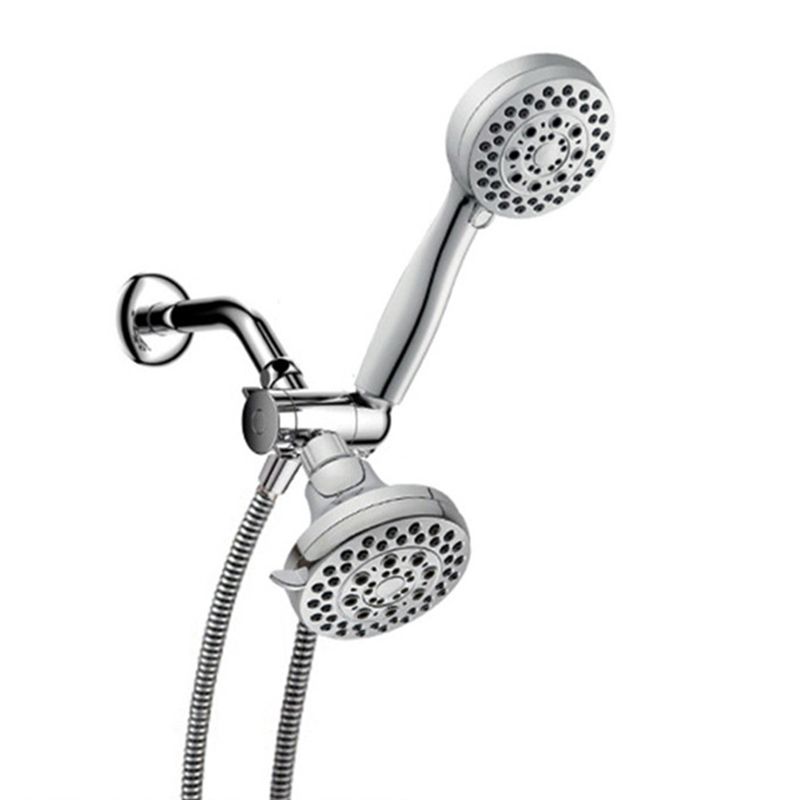 Silver Dual Shower Head Round Rain Fall Wall-Mount Showerhead Clearhalo 'Bathroom Remodel & Bathroom Fixtures' 'Home Improvement' 'home_improvement' 'home_improvement_shower_heads' 'Shower Heads' 'shower_heads' 'Showers & Bathtubs Plumbing' 'Showers & Bathtubs' 1200x1200_65765a33-6603-422b-8ef0-044b7d25d759