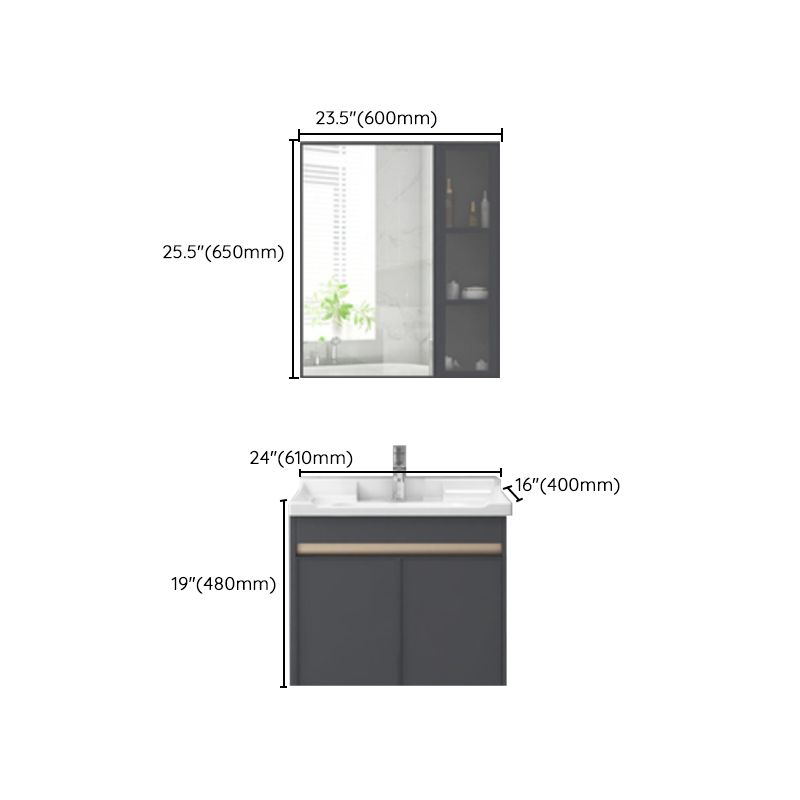 Modern Sink Vanity Wall Mount Gray Metal Base Single-Sink Oval Vanity Set Clearhalo 'Bathroom Remodel & Bathroom Fixtures' 'Bathroom Vanities' 'bathroom_vanities' 'Home Improvement' 'home_improvement' 'home_improvement_bathroom_vanities' 1200x1200_6591d69b-747c-4f47-b74a-e0ff0d32637f