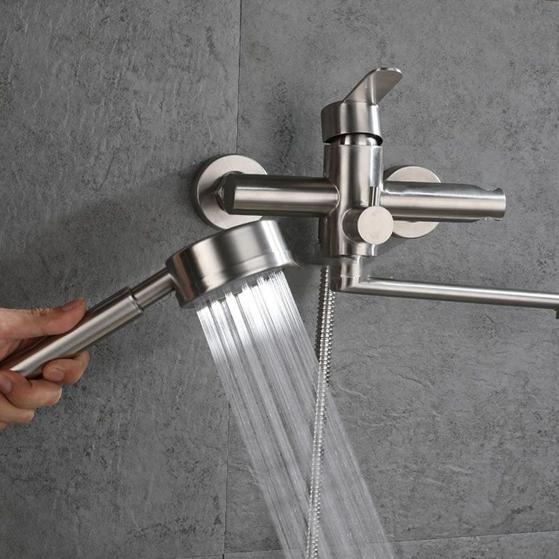 Bathroom Bathtub Faucet Rod Handle Handheld Shower Head Bathtub Faucet Clearhalo 'Bathroom Remodel & Bathroom Fixtures' 'Bathtub Faucets' 'bathtub_faucets' 'Home Improvement' 'home_improvement' 'home_improvement_bathtub_faucets' 1200x1200_65a1f612-9f5b-4391-a646-4450002702fc