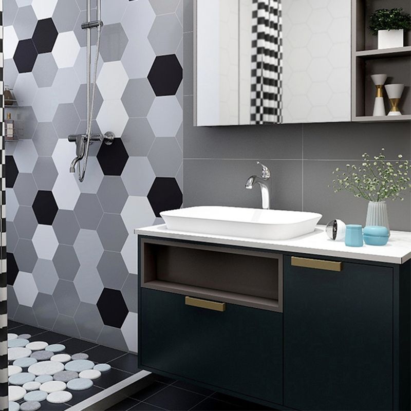 Modern Style Waterproof Wall Tile Straight Edge Hexagon Wall Tile Clearhalo 'Floor Tiles & Wall Tiles' 'floor_tiles_wall_tiles' 'Flooring 'Home Improvement' 'home_improvement' 'home_improvement_floor_tiles_wall_tiles' Walls and Ceiling' 1200x1200_65b9cbf9-3f50-493d-bc8e-b94e191d8649