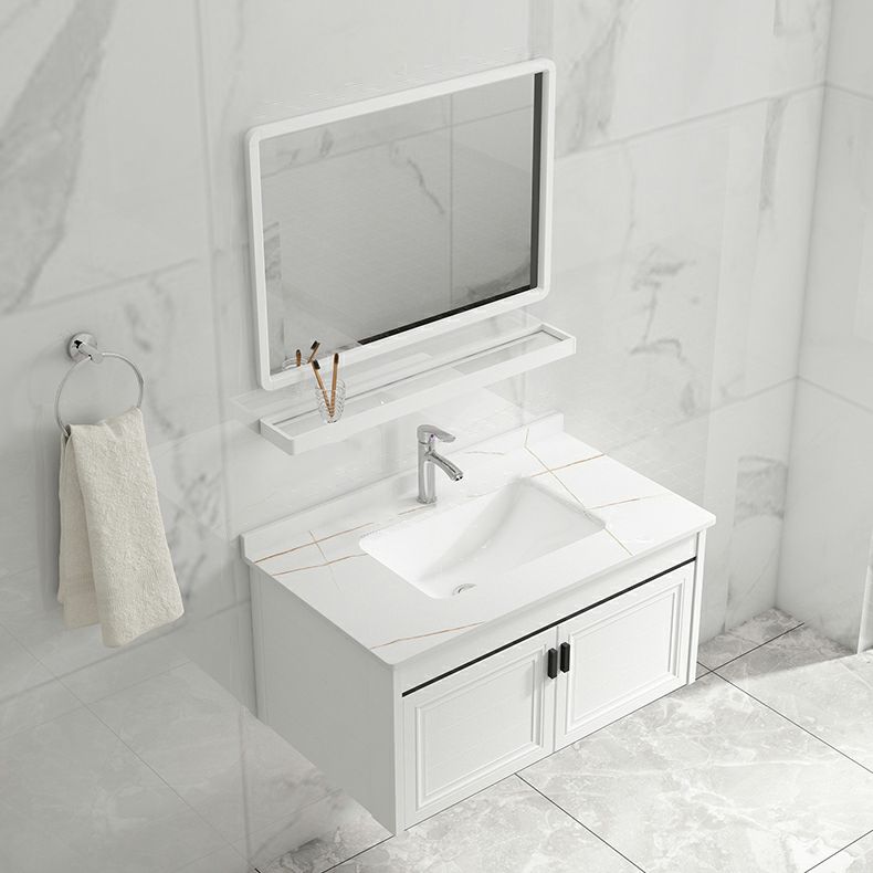 White Modern Single-Sink Wall Mount Open Console with Sink Set Clearhalo 'Bathroom Remodel & Bathroom Fixtures' 'Bathroom Vanities' 'bathroom_vanities' 'Home Improvement' 'home_improvement' 'home_improvement_bathroom_vanities' 1200x1200_65ba8906-968f-4413-869f-b7d5030c94ea