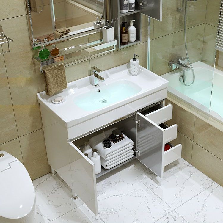 Freestanding Modern Sink Included Bath Vanity with Mirror for Bathroom Clearhalo 'Bathroom Remodel & Bathroom Fixtures' 'Bathroom Vanities' 'bathroom_vanities' 'Home Improvement' 'home_improvement' 'home_improvement_bathroom_vanities' 1200x1200_65bc0d28-182f-4491-9e8b-b3ded77e510e
