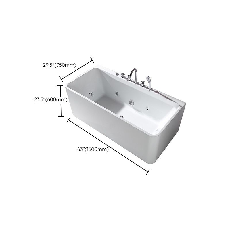 White Acrylic Rectangular Bath Tub Whirlpool Stand Alone Tub with Faucet Clearhalo 'Bathroom Remodel & Bathroom Fixtures' 'Bathtubs' 'Home Improvement' 'home_improvement' 'home_improvement_bathtubs' 'Showers & Bathtubs' 1200x1200_65f0940b-b0ba-4ee9-ab4b-0cbf77e72c4e