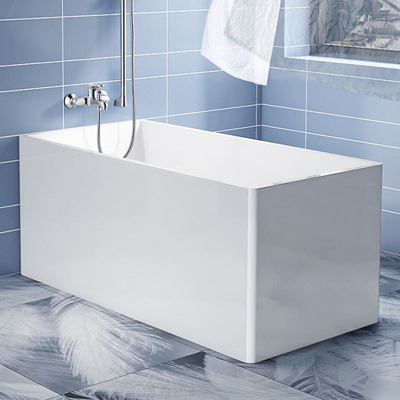 Rectangle Modern White Acrylic Bathtub Back to Wall with Drain Bath Tub Clearhalo 'Bathroom Remodel & Bathroom Fixtures' 'Bathtubs' 'Home Improvement' 'home_improvement' 'home_improvement_bathtubs' 'Showers & Bathtubs' 1200x1200_66473846-72b1-4dec-ac92-337375576a7a