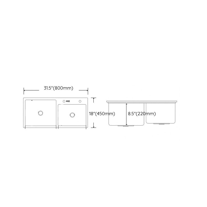 Modern Style Kitchen Sink Stainless Steel Kitchen Double Sink with Soundproofing Clearhalo 'Home Improvement' 'home_improvement' 'home_improvement_kitchen_sinks' 'Kitchen Remodel & Kitchen Fixtures' 'Kitchen Sinks & Faucet Components' 'Kitchen Sinks' 'kitchen_sinks' 1200x1200_665a2b80-3eb8-4f61-87c2-803655c8026f