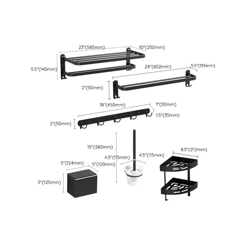 Black Modern Bathroom Accessory Set Stainless Bathroom Hardware Clearhalo 'Bathroom Hardware Sets' 'Bathroom Hardware' 'Bathroom Remodel & Bathroom Fixtures' 'bathroom_hardware_sets' 'Home Improvement' 'home_improvement' 'home_improvement_bathroom_hardware_sets' 1200x1200_665cd213-e09d-41db-b219-ef74e145eb74