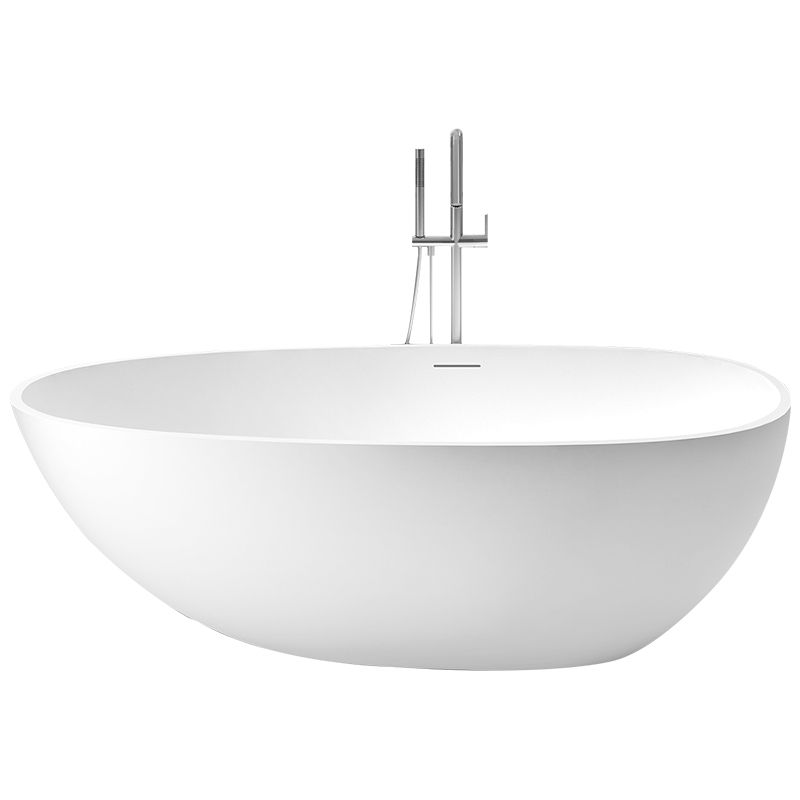 Modern Ellipse White Bathtub Stone Freestanding Soaking Bathtub with Drain Bath Tub Clearhalo 'Bathroom Remodel & Bathroom Fixtures' 'Bathtubs' 'Home Improvement' 'home_improvement' 'home_improvement_bathtubs' 'Showers & Bathtubs' 1200x1200_666b4a1d-a68f-461b-882b-f040030bbcd1