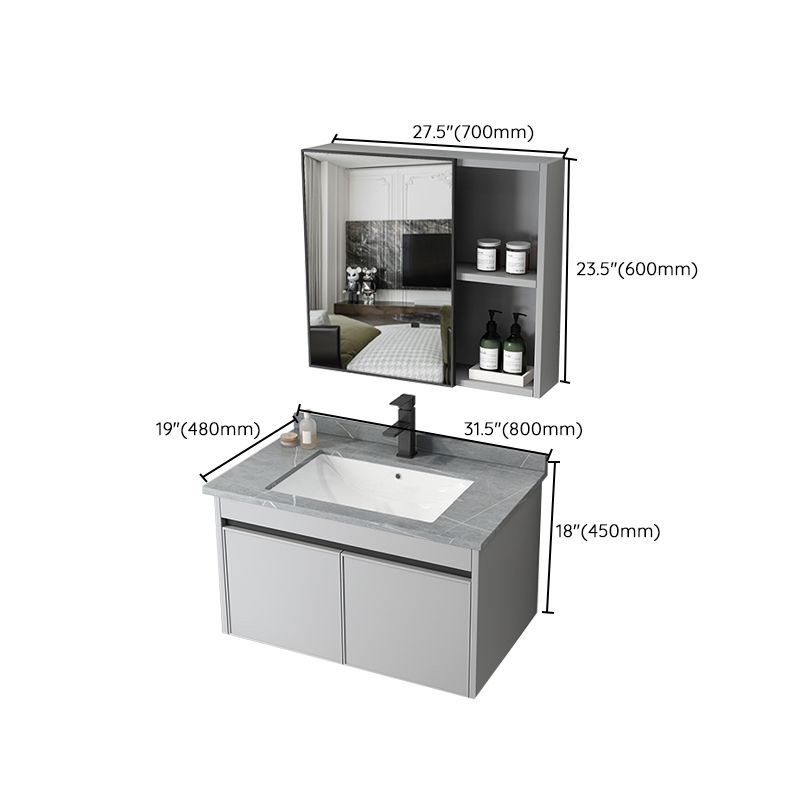 Single Sink Modern Bathroom Vanity Gray Metal Frame Wall Mount Vanity Set Clearhalo 'Bathroom Remodel & Bathroom Fixtures' 'Bathroom Vanities' 'bathroom_vanities' 'Home Improvement' 'home_improvement' 'home_improvement_bathroom_vanities' 1200x1200_66770df7-b8b9-4578-b6f1-1fca5bbc57cc