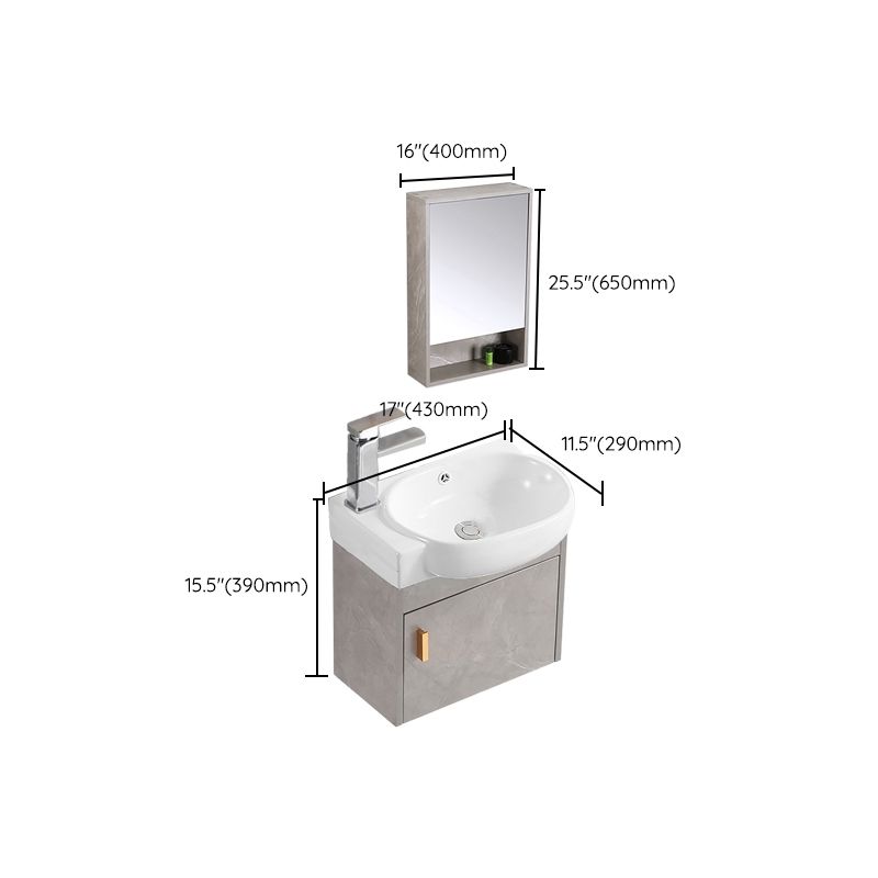 Rectangular Glam Sink Vanity Ceramic Single Wall Mount Vanity Set Clearhalo 'Bathroom Remodel & Bathroom Fixtures' 'Bathroom Vanities' 'bathroom_vanities' 'Home Improvement' 'home_improvement' 'home_improvement_bathroom_vanities' 1200x1200_6679230a-4ded-4466-aae6-669ee7cc209a