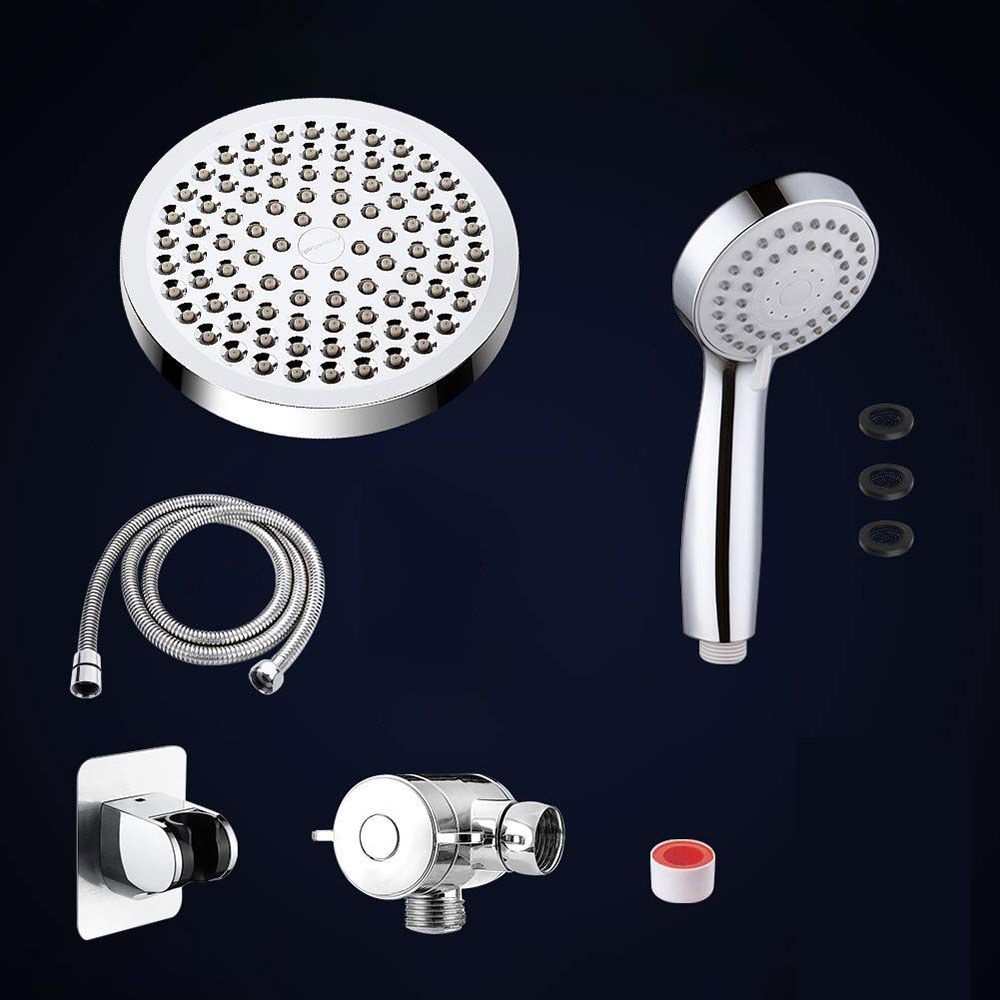 Modern Standard Double Shower Set Round Metal Adjustable Spray Pattern Showerhead Clearhalo 'Bathroom Remodel & Bathroom Fixtures' 'Home Improvement' 'home_improvement' 'home_improvement_shower_heads' 'Shower Heads' 'shower_heads' 'Showers & Bathtubs Plumbing' 'Showers & Bathtubs' 1200x1200_66d5b03e-253e-4fe1-8071-d10c7f41b066