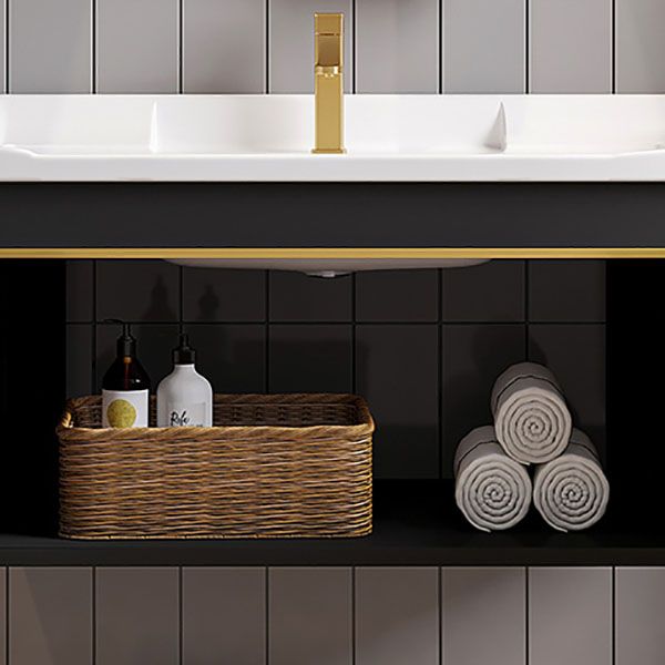 Single Sink Modern Sink Vanity Black Wall Mount Rectangular Bath Vanity Clearhalo 'Bathroom Remodel & Bathroom Fixtures' 'Bathroom Vanities' 'bathroom_vanities' 'Home Improvement' 'home_improvement' 'home_improvement_bathroom_vanities' 1200x1200_66f197bf-b932-4c77-946f-cd98ba36e14f