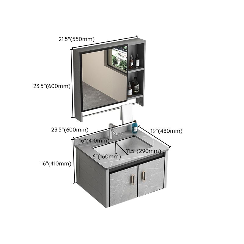 Modern Metal Sink Vanity Wood Wall Mount Faucet Included Bathroom Vanity Clearhalo 'Bathroom Remodel & Bathroom Fixtures' 'Bathroom Vanities' 'bathroom_vanities' 'Home Improvement' 'home_improvement' 'home_improvement_bathroom_vanities' 1200x1200_6702955d-cca6-40da-a24d-83b1dc55ae23