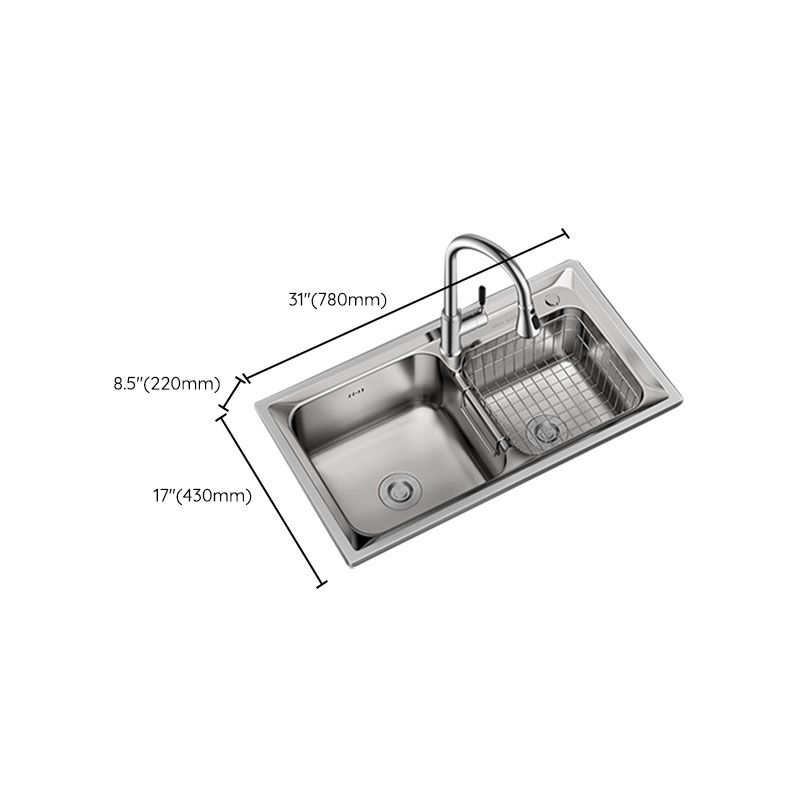 Modern Style Sink Stainless Steel Drop-In Noise-cancelling Design Sink for Kitchen Clearhalo 'Home Improvement' 'home_improvement' 'home_improvement_kitchen_sinks' 'Kitchen Remodel & Kitchen Fixtures' 'Kitchen Sinks & Faucet Components' 'Kitchen Sinks' 'kitchen_sinks' 1200x1200_673b50ac-2f3e-4ac6-b402-9916be2ffca7