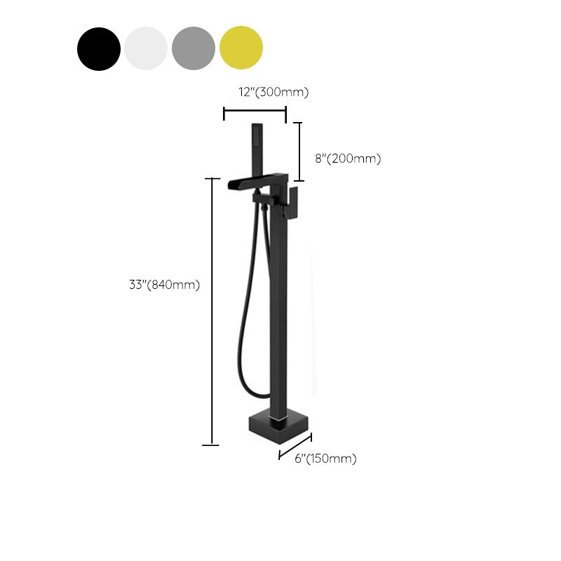 Modern Style Freestanding Tub Filler Floor Mount Freestanding Tub Filler with Hand Shower Clearhalo 'Bathroom Remodel & Bathroom Fixtures' 'Bathtub Faucets' 'bathtub_faucets' 'Home Improvement' 'home_improvement' 'home_improvement_bathtub_faucets' 1200x1200_67568129-9310-4319-b202-a1440d5e9e1e