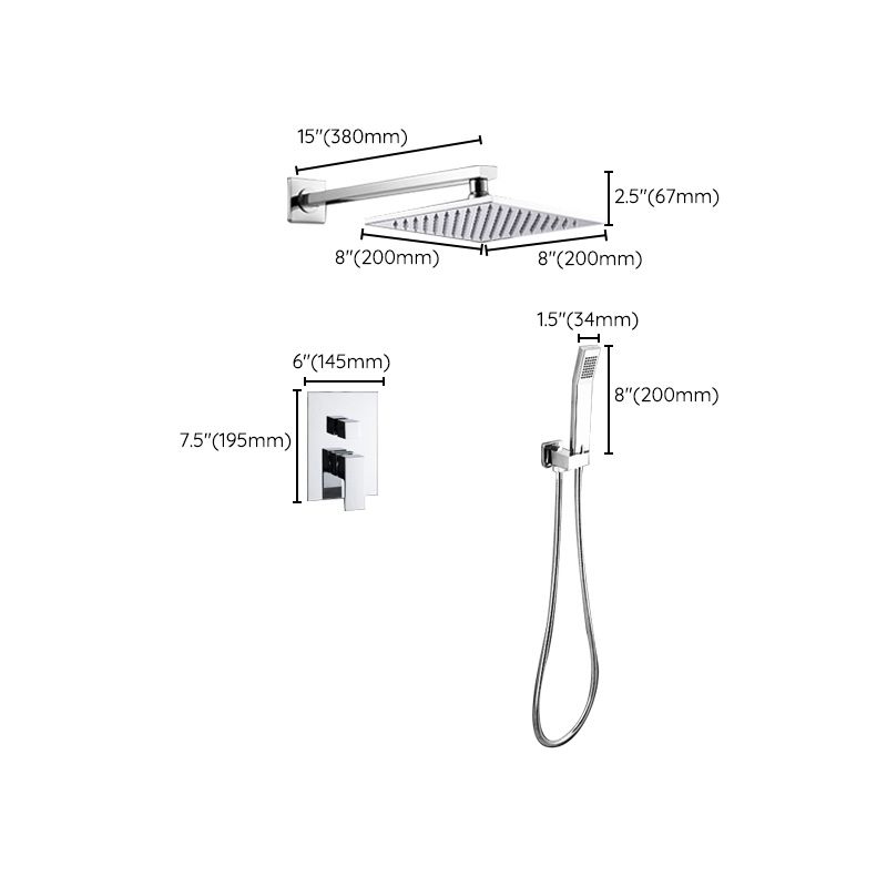 Modern Shower System Brass Adjustable Spray Pattern Ceiling Mounted Shower Combo Clearhalo 'Bathroom Remodel & Bathroom Fixtures' 'Home Improvement' 'home_improvement' 'home_improvement_shower_faucets' 'Shower Faucets & Systems' 'shower_faucets' 'Showers & Bathtubs Plumbing' 'Showers & Bathtubs' 1200x1200_675ab41c-ec0d-4b0f-9ad0-0104bb7504a3