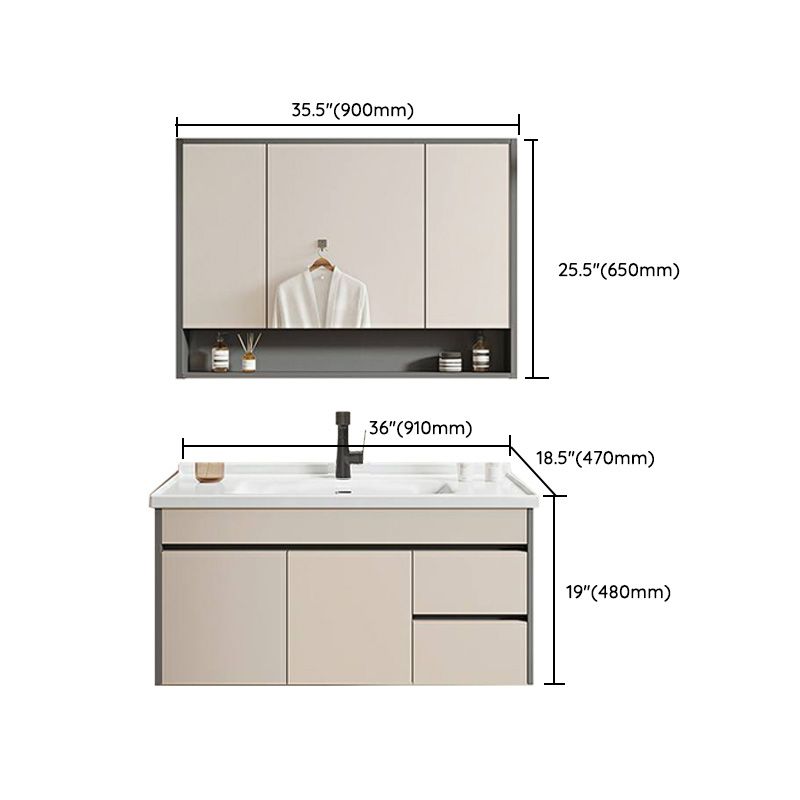 Contemporary Bathroom Sink Vanity Wall Mount Open Shelf with Soft Close Door Clearhalo 'Bathroom Remodel & Bathroom Fixtures' 'Bathroom Vanities' 'bathroom_vanities' 'Home Improvement' 'home_improvement' 'home_improvement_bathroom_vanities' 1200x1200_675dc59e-13ab-4ecf-acb8-5fbb702894fc