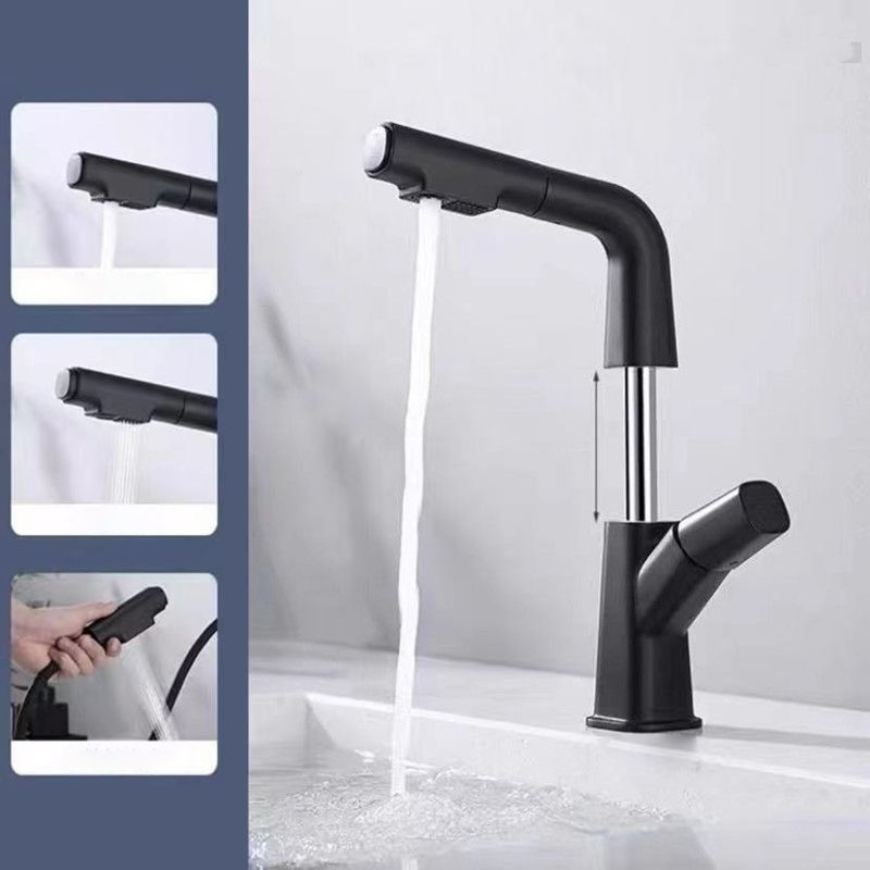 Pull-out 1 Hole Bathroom Faucet with Water Hose Vessel Faucet Clearhalo 'bathroom_sink_faucets' 'Conjunta de Baño y Conjunta de Grifo' 'Coronamiento de Baño y Dispositivo de Baño' 'Grifo del lavabo del baño' 'Hogar' 'home_improvement' 'home_improvement_bathroom_sink_faucets' 'Mejoras para el hogar' 1200x1200_6776049b-2974-4621-8f92-1973c2034ba8