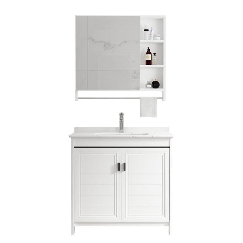 Rectangular Modern Bathroom Vanity White Stone Single Freestanding Vanity Set Clearhalo 'Bathroom Remodel & Bathroom Fixtures' 'Bathroom Vanities' 'bathroom_vanities' 'Home Improvement' 'home_improvement' 'home_improvement_bathroom_vanities' 1200x1200_67946e8e-5b08-48b8-a1ac-0ffe6edcbb4f