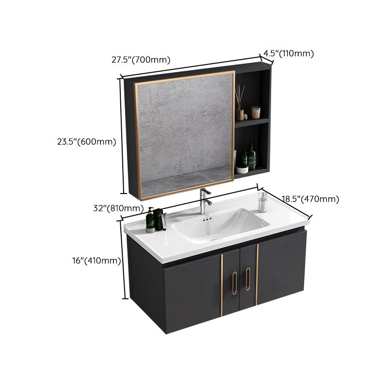 Rectangular Bathroom Vanity Modern Black Metal Frame Single Vanity Set Clearhalo 'Bathroom Remodel & Bathroom Fixtures' 'Bathroom Vanities' 'bathroom_vanities' 'Home Improvement' 'home_improvement' 'home_improvement_bathroom_vanities' 1200x1200_67a43fa5-accc-4ec6-bfb5-798039b9cdb1