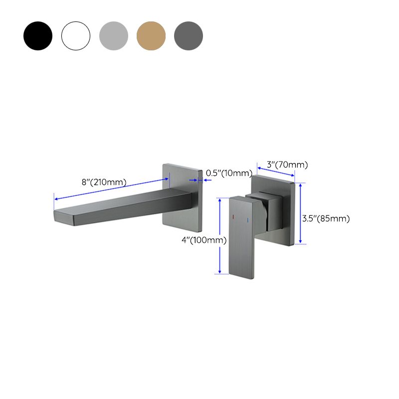 Lever Handle Wall Mounted Bathroom Faucet Modern Faucet with Hot and Cold Indication Clearhalo 'bathroom_sink_faucets' 'Conjunta de Baño y Conjunta de Grifo' 'Coronamiento de Baño y Dispositivo de Baño' 'Grifo del lavabo del baño' 'Hogar' 'home_improvement' 'home_improvement_bathroom_sink_faucets' 'Mejoras para el hogar' 1200x1200_67fcd33f-8ca5-4026-a42d-7bbb441d230b