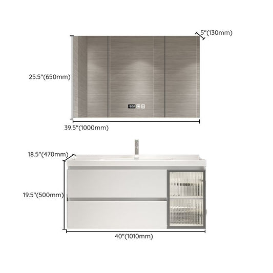 Wood Frame Bath Vanity Door Wall-Mounted Single Sink Mirror Rectangular White Vanity Clearhalo 'Bathroom Remodel & Bathroom Fixtures' 'Bathroom Vanities' 'bathroom_vanities' 'Home Improvement' 'home_improvement' 'home_improvement_bathroom_vanities' 1200x1200_681beab3-4329-4299-91fd-e3906fc83b85