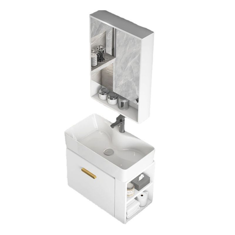 Modern Single Sink Vanity Set Wall Mount White Ceramic Vanity Clearhalo 'Bathroom Remodel & Bathroom Fixtures' 'Bathroom Vanities' 'bathroom_vanities' 'Home Improvement' 'home_improvement' 'home_improvement_bathroom_vanities' 1200x1200_682aa13d-8958-4029-9a5d-eccef087c6ae