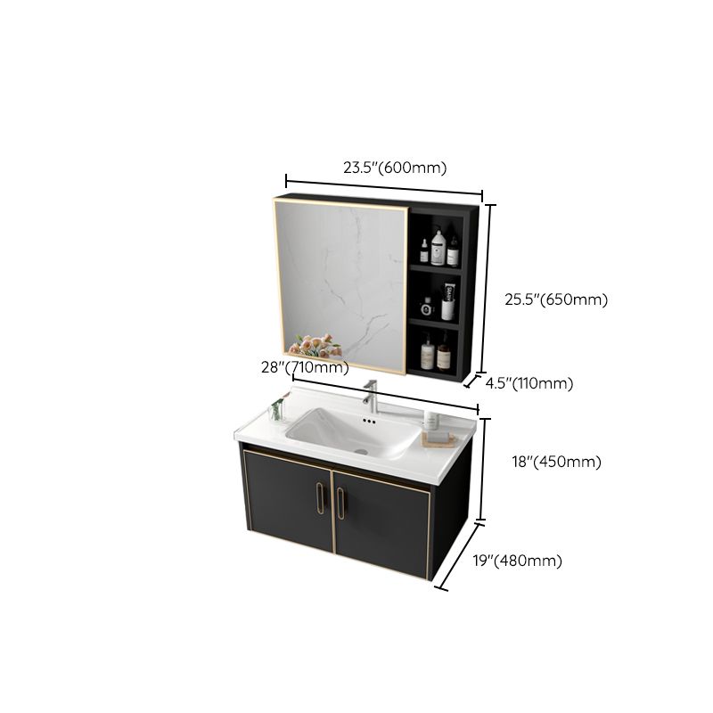 Glam Single Sink Vanity Metal Frame Rectangular Wall Mount Bath Vanity Clearhalo 'Bathroom Remodel & Bathroom Fixtures' 'Bathroom Vanities' 'bathroom_vanities' 'Home Improvement' 'home_improvement' 'home_improvement_bathroom_vanities' 1200x1200_682b1835-4548-45bc-b1bb-3f333af75fac