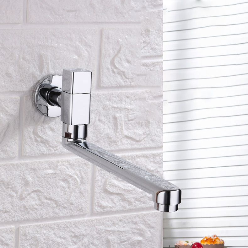 Contemporary Wall Mounted Bathroom Faucet Knob Handle Low Arc Rotatable Solid Brass Faucet Clearhalo 'Bathroom Remodel & Bathroom Fixtures' 'Bathroom Sink Faucets' 'Bathroom Sinks & Faucet Components' 'bathroom_sink_faucets' 'Home Improvement' 'home_improvement' 'home_improvement_bathroom_sink_faucets' 1200x1200_68317fed-839e-4b73-b446-bdb329b8931f