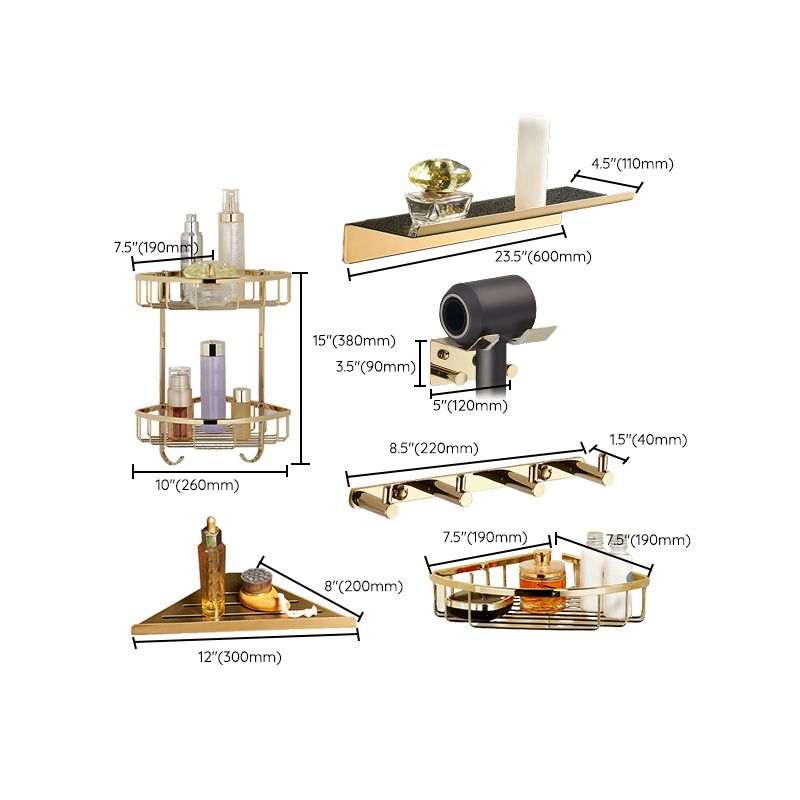 Polished Brass Classic Bathroom Accessory with Bath Shelf/Towel Bar & Paper Holder Clearhalo 'Bathroom Hardware Sets' 'Bathroom Hardware' 'Bathroom Remodel & Bathroom Fixtures' 'bathroom_hardware_sets' 'Home Improvement' 'home_improvement' 'home_improvement_bathroom_hardware_sets' 1200x1200_6862946d-a8fe-470f-9872-d873a15db06b