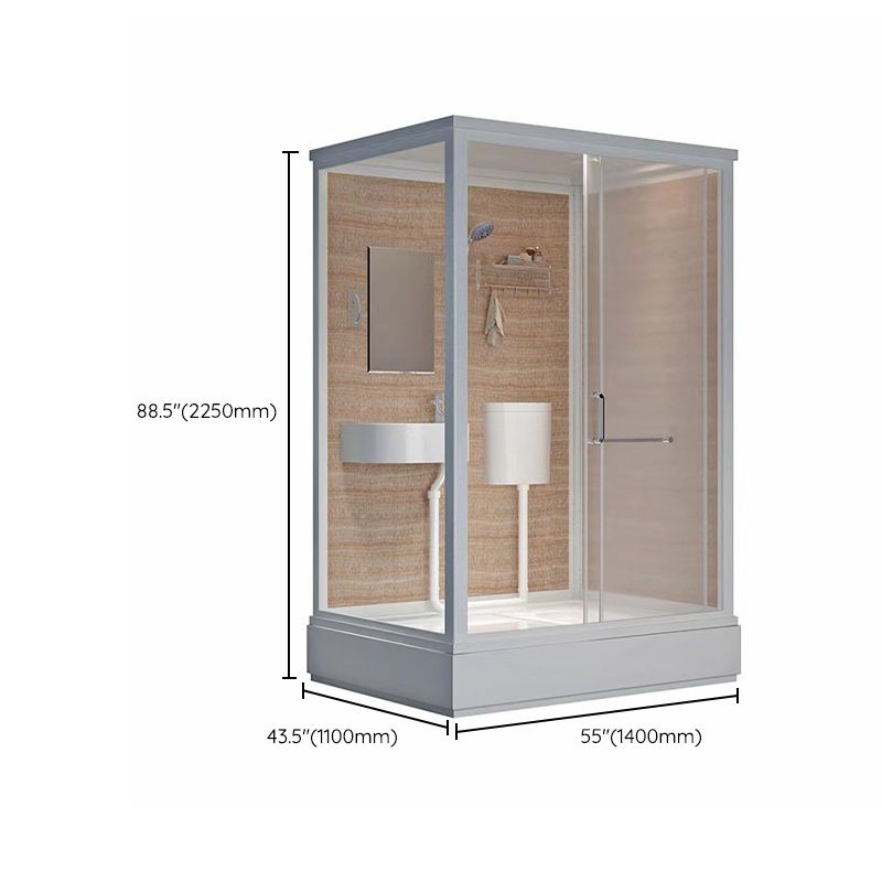 Shower Enclosure Clear Framed Single Sliding Rectangle Black Shower Stall Clearhalo 'Bathroom Remodel & Bathroom Fixtures' 'Home Improvement' 'home_improvement' 'home_improvement_shower_stalls_enclosures' 'Shower Stalls & Enclosures' 'shower_stalls_enclosures' 'Showers & Bathtubs' 1200x1200_68712d7e-90cc-4286-9d91-6f77941d7c35