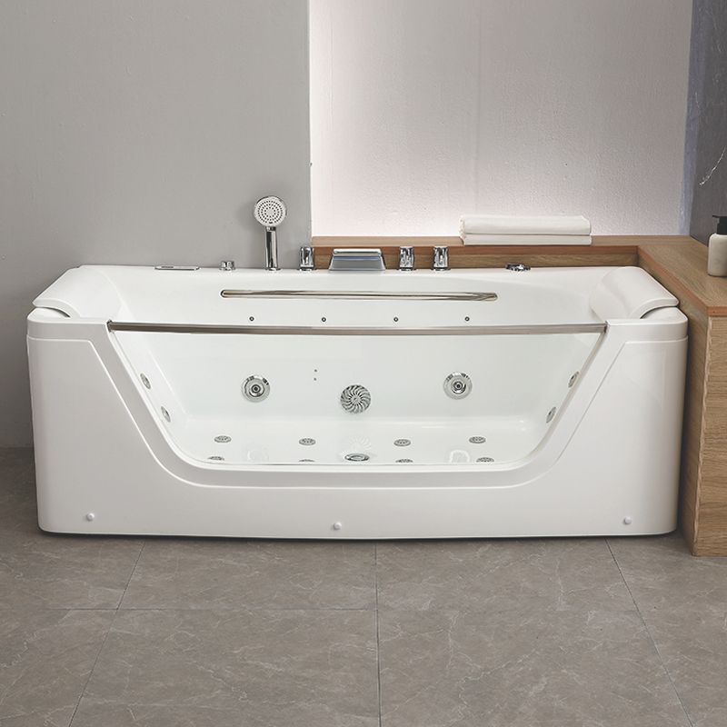 Modern Rectangle Acrylic Bathtub Back to Wall with Massage Device Clearhalo 'Bathroom Remodel & Bathroom Fixtures' 'Bathtubs' 'Home Improvement' 'home_improvement' 'home_improvement_bathtubs' 'Showers & Bathtubs' 1200x1200_689eefb6-0620-4531-b290-f63639c69761