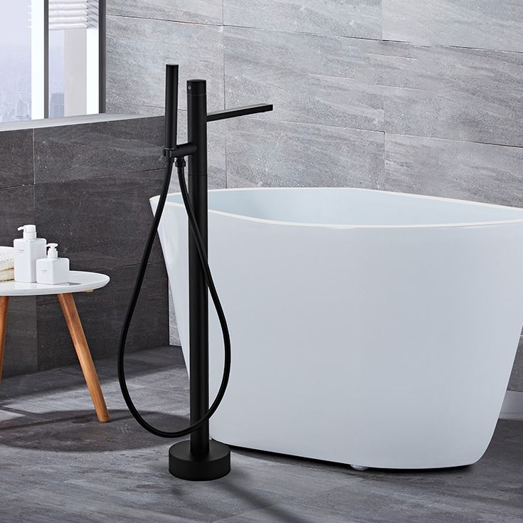 Floor Mounted Metal Freestanding Tub Filler Swivel Low Arc Freestanding Faucet Clearhalo 'Bathroom Remodel & Bathroom Fixtures' 'Bathtub Faucets' 'bathtub_faucets' 'Home Improvement' 'home_improvement' 'home_improvement_bathtub_faucets' 1200x1200_68f93ad4-1245-4470-9da5-495fdb1998b2