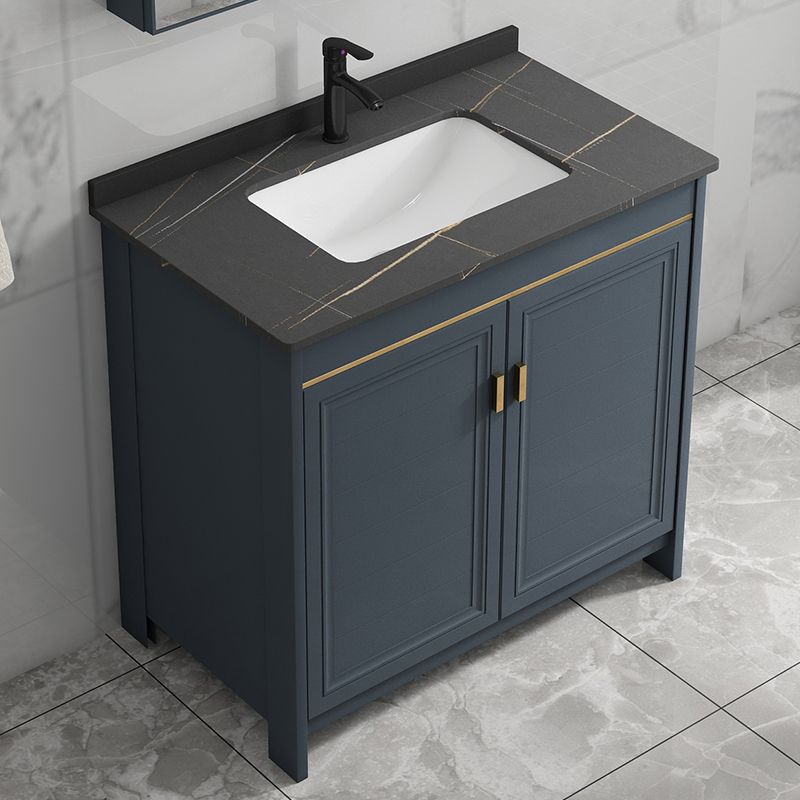 Freestanding Bathroom Vanity Single-Sink Glam Metal Base Rectangular Vanity Set Clearhalo 'Bathroom Remodel & Bathroom Fixtures' 'Bathroom Vanities' 'bathroom_vanities' 'Home Improvement' 'home_improvement' 'home_improvement_bathroom_vanities' 1200x1200_68fb8441-0867-47ed-a1e0-b55ee8b21b4a