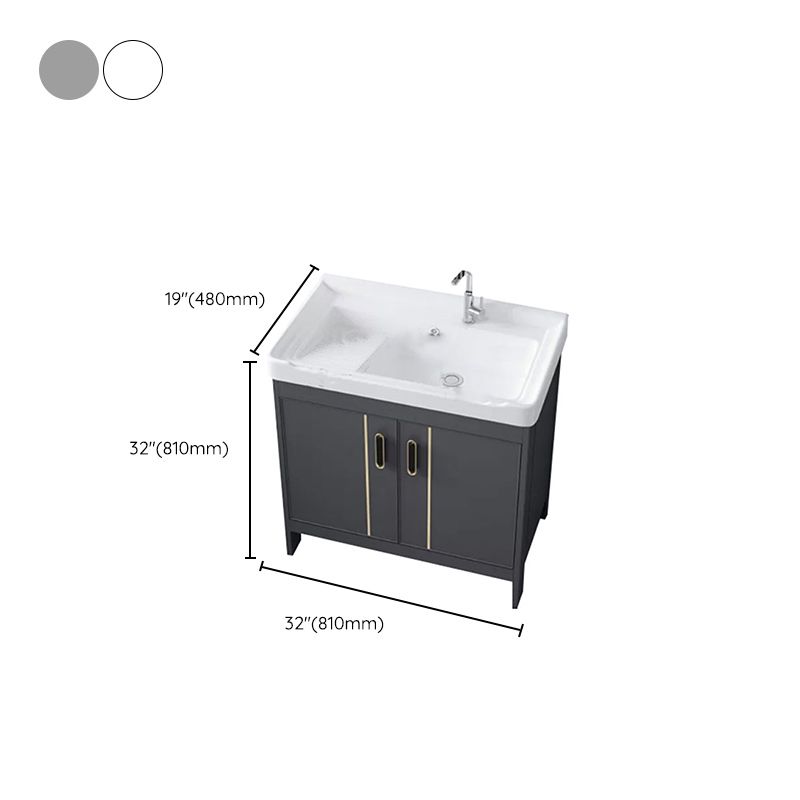 Metal Bathroom Vanity Set 2 Doors Freestanding Rectangle Single Sink Bathroom with Mirror Clearhalo 'Bathroom Remodel & Bathroom Fixtures' 'Bathroom Vanities' 'bathroom_vanities' 'Home Improvement' 'home_improvement' 'home_improvement_bathroom_vanities' 1200x1200_69049acc-b8e0-40f3-a250-0802c1b87277