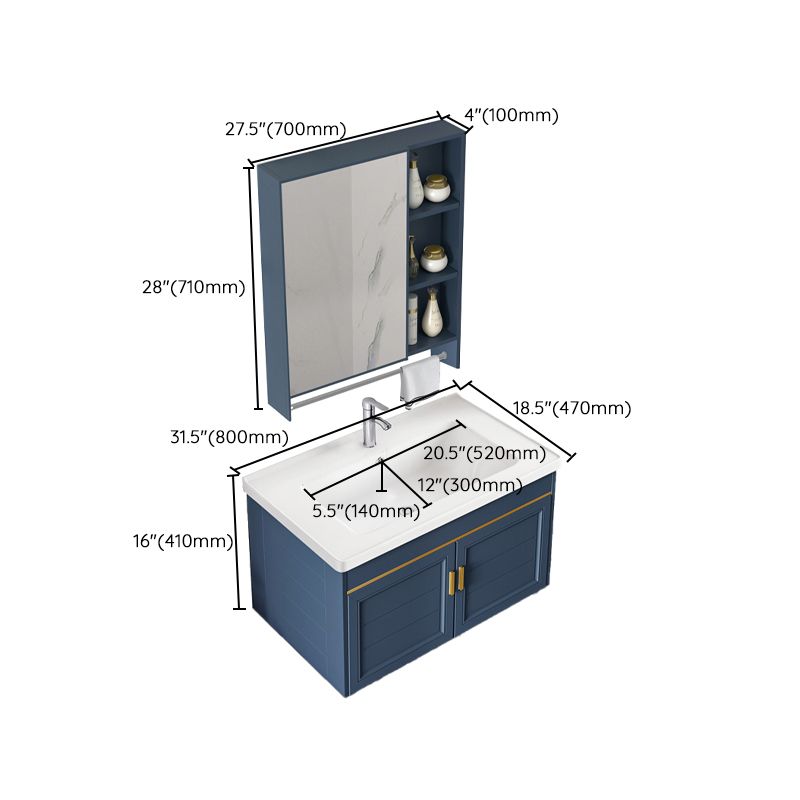 Bathroom Vanity Set Ceramic Sink Drawer Mirror Vanity with Faucet Clearhalo 'Bathroom Remodel & Bathroom Fixtures' 'Bathroom Vanities' 'bathroom_vanities' 'Home Improvement' 'home_improvement' 'home_improvement_bathroom_vanities' 1200x1200_6908c68b-8f3c-4ff1-8ae1-f04d754c15bf