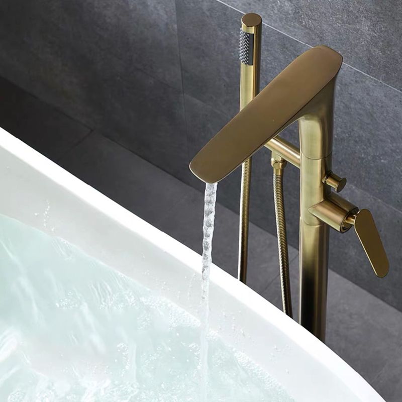 Floor Mounted Copper Bathtub Faucet Single Handle Freestanding Tub Filler Trim Clearhalo 'Bathroom Remodel & Bathroom Fixtures' 'Bathtub Faucets' 'bathtub_faucets' 'Home Improvement' 'home_improvement' 'home_improvement_bathtub_faucets' 1200x1200_690c8539-7d5f-4e43-9eb1-6ff1fd3761a6