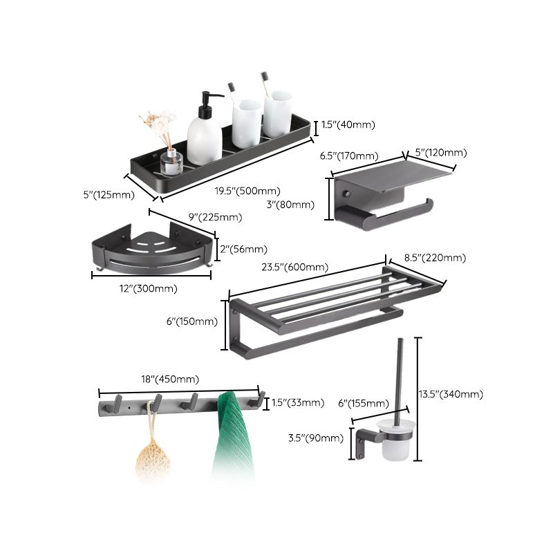 Contemporary Grey Bathroom Accessory As Individual Or As a Set Clearhalo 'Bathroom Hardware Sets' 'Bathroom Hardware' 'Bathroom Remodel & Bathroom Fixtures' 'bathroom_hardware_sets' 'Home Improvement' 'home_improvement' 'home_improvement_bathroom_hardware_sets' 1200x1200_691fd661-b14a-4f51-acc8-576604c32a43