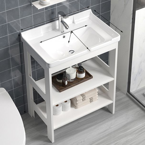 Freestanding Vanity White Shelving Included Rectangular Single Sink Vanity with Mirror Clearhalo 'Bathroom Remodel & Bathroom Fixtures' 'Bathroom Vanities' 'bathroom_vanities' 'Home Improvement' 'home_improvement' 'home_improvement_bathroom_vanities' 1200x1200_693571c5-86c2-49f3-b772-7a02908d19fe
