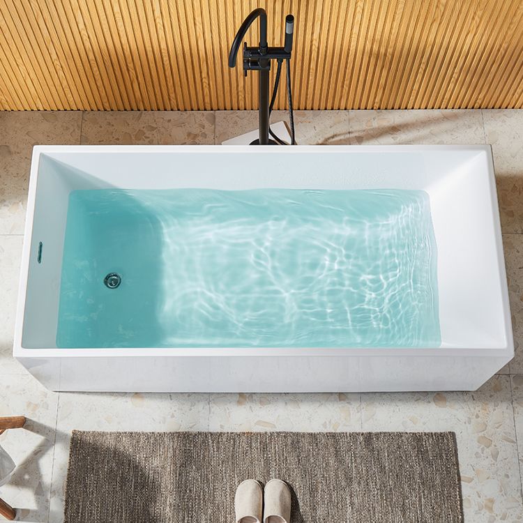 Modern Rectangle Acrylic Bathtub Freestand Soaking Bathtub with Drain Bath Tub Clearhalo 'Bathroom Remodel & Bathroom Fixtures' 'Bathtubs' 'Home Improvement' 'home_improvement' 'home_improvement_bathtubs' 'Showers & Bathtubs' 1200x1200_699b9538-ce25-4ba7-b546-1591f13d9cdb