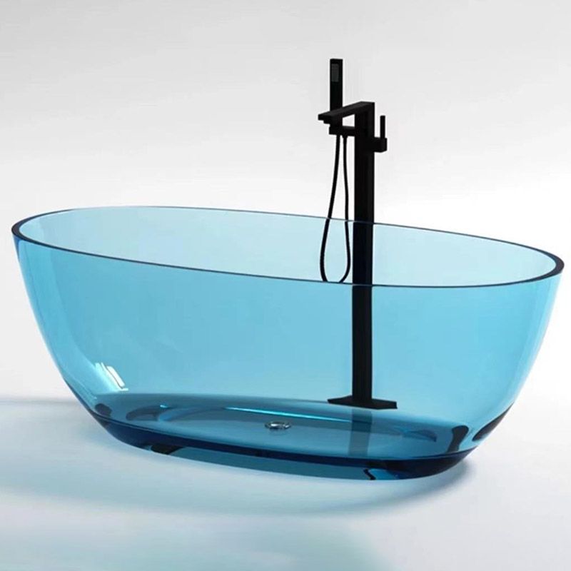 Modern Ellipse Bathtub Acrylic Freestand Soaking Bathtub with Drain Bath Tub Clearhalo 'Bathroom Remodel & Bathroom Fixtures' 'Bathtubs' 'Home Improvement' 'home_improvement' 'home_improvement_bathtubs' 'Showers & Bathtubs' 1200x1200_69a4b0d6-a8a2-4a37-beab-1aeb41749c76